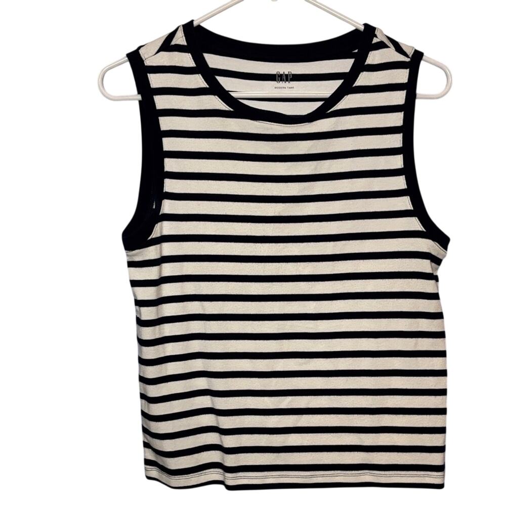 Gap Women’s Striped Tank Top Black White Sleeveless Size Large
